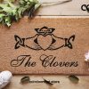 Irish Claddagh Family Surname Doormat - Personalized Calligraphy Doormat - Custom Welcome Mat - Couples Gift - Home Decor - Custom Doormat