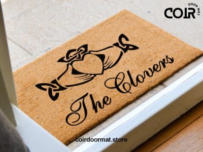 Irish Claddagh Family Surname Doormat - Personalized Calligraphy Doormat - Custom Welcome Mat - Couples Gift - Home Decor - Custom Doormat