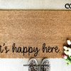 It's Happy Here, Doormat, Welcome mat, Hand Painted, Christmas Gift, Birthday, New Home, Housewarming, Home Decor, Entryway Decor,Front door