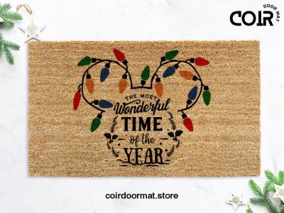 It's the Most Wonderful Time Of The Year - Disney Christmas Doormat - Christmas Disney - Mickey Mouse Rug - Holiday Outdoor Porch Decor