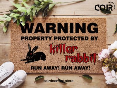 Killer Rabbit Doormat - Monty Python - The Holy Grail - Warning Door Mat - Geek Gift - Monty Python Gift - New Home Gift - Fandom Gift