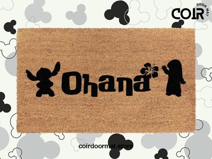 Lilo And Stitch Ohana Welcome Doormat - Lilo And Stitch - Hawaiian - Coir Welcome Mat - Cute Disney Lover Gift