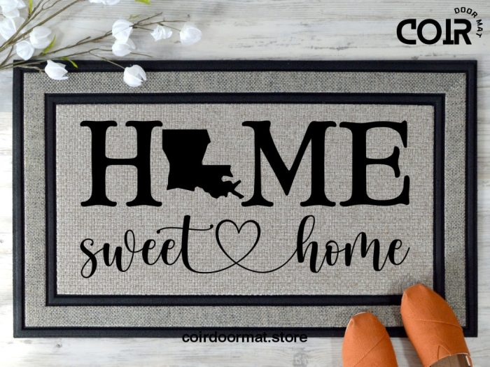 Louisiana home sweet home doormat, louisiana decor, louisiana map, louisiana art, welcome mat, new orleans decor, new orleans art