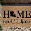 Louisiana home sweet home doormat, louisiana decor, louisiana map, louisiana art, welcome mat, new orleans decor, new orleans art