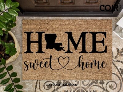 Louisiana home sweet home doormat, louisiana decor, louisiana map, louisiana art, welcome mat, new orleans decor, new orleans art