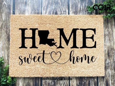 Louisiana home sweet home doormat, louisiana decor, louisiana map, louisiana art, welcome mat, new orleans decor, new orleans art