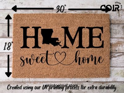 Louisiana home sweet home doormat, louisiana decor, louisiana map, louisiana art, welcome mat, new orleans decor, new orleans art