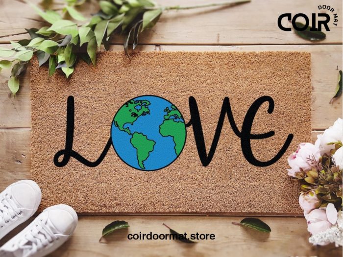 Love Earth Day Doormat - Earth Day - Welcome Mat - Housewarming Gifts - Earth Day Doormat - New Home Gift