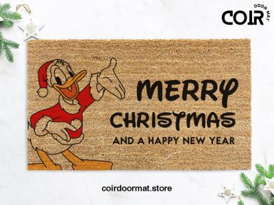 Merry Christmas Disney Doormat - Mickey Welcome Mat - Donald Duck - Happy New Year Doormat - Disney Home Decor - Disney Housewarming Gift