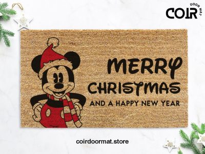 Merry Christmas Disney Doormat - Mickey Welcome Mat - Happy New Year Doormat - Disney Home Decor - Disney Housewarming Gift - Disney Gift