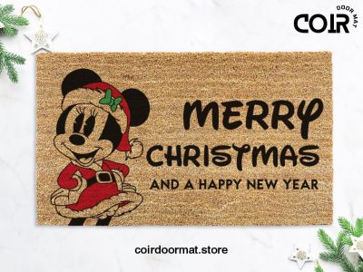 Merry Christmas Disney Doormat - Minnie Mouse Welcome Mat - Happy New Year Doormat - Christmas Gift - Disney Home Decor  - Disney Gift