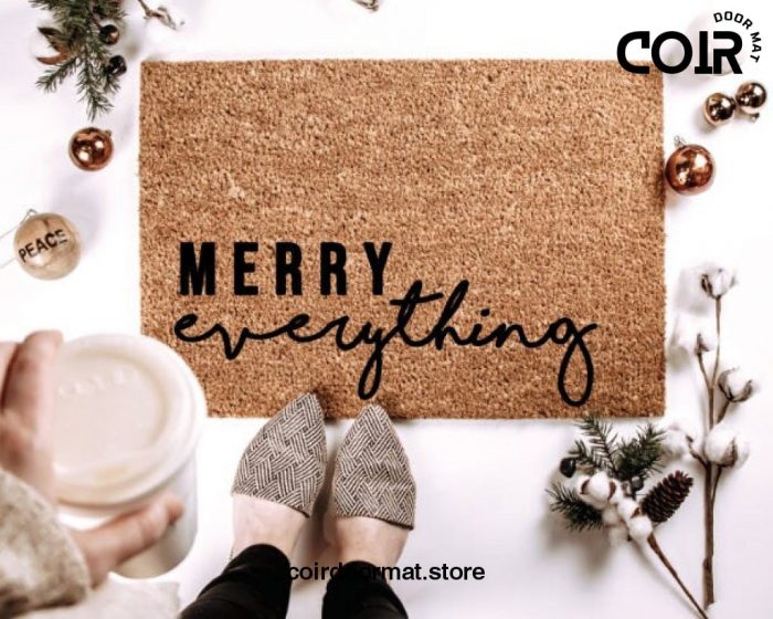 Merry Everything Door Mat Welcome Mat Christmas Doormat Holiday Doormat Christmas Decor Holiday Decor Under 50 Front Porch Front Door Mat