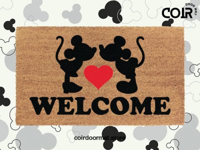 Mickey And Minnie Welcome Doormat - Red Heart - Disney Coir Mat - Disney Inspired Home Decor - Housewarming Gift