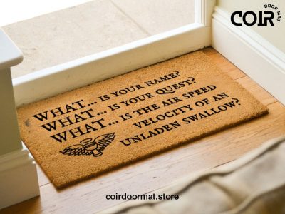 Monty Python Death Bridge Doormat - The Holy Grail - Unladen Swallow - Geek Gift - Monty Python Gift - British Comedy - Fandom Gift