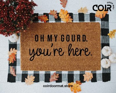 Oh My Gourd, You're here, Doormat, Welcome Mat, Entry Way Rug, Fall Doormat, Fall Decor, Autumn Doormat, Front Porch Decor, Funny Doormat