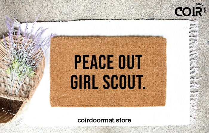 Peace Out Girl Scout, Doormat, Welcome Mat, Entryway Rug, Funny Doormat, Housewarming Gift, Under 50, Christmas Gift, Birthday Gift,For them