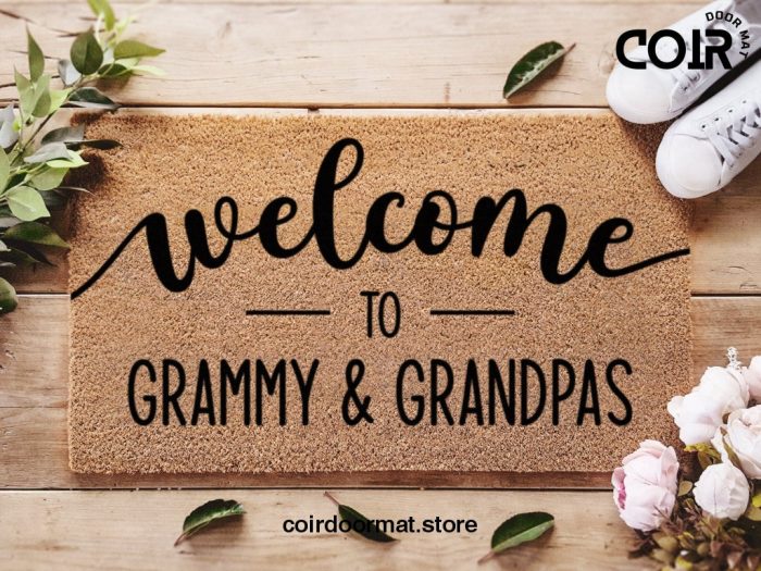 Personalised Welcome Doormat - Welcome To Grammy & Grandpas - New Home Decor - Grandparent Gift - Family Mat - Housewarming Gift