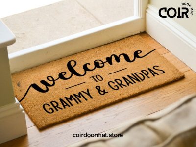 Personalised Welcome Doormat - Welcome To Grammy & Grandpas - New Home Decor - Grandparent Gift - Family Mat - Housewarming Gift