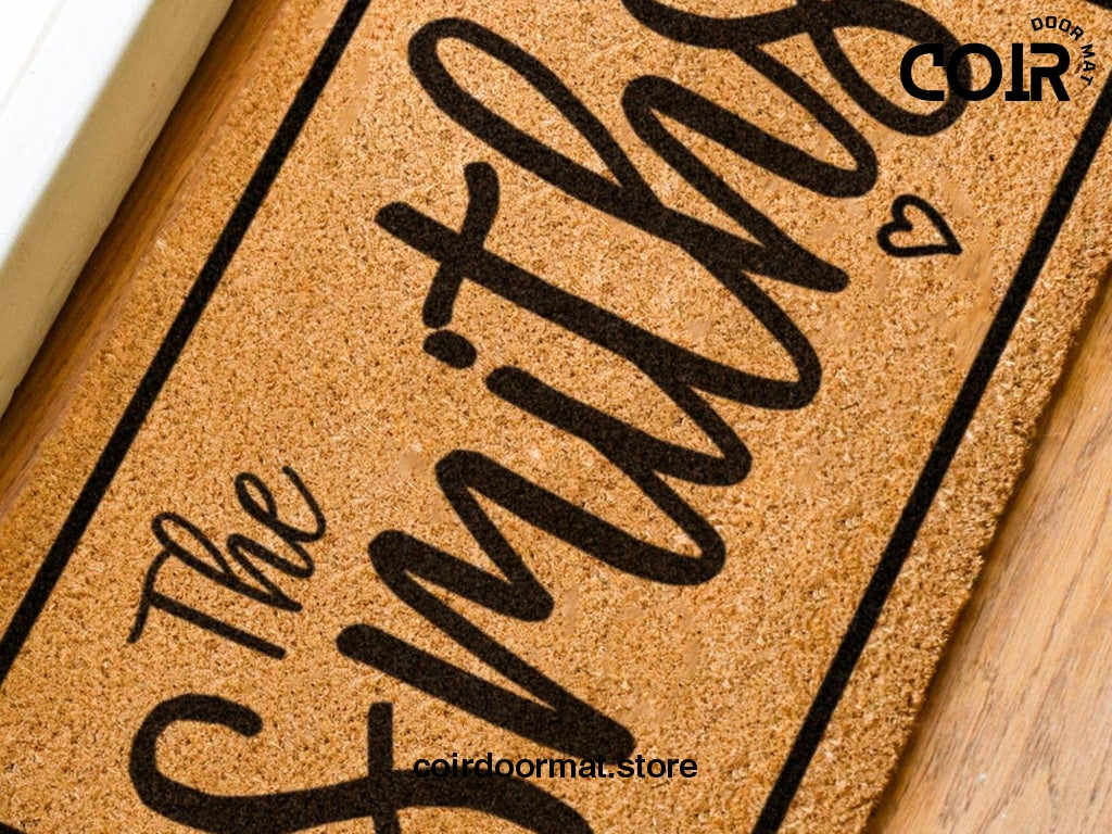 Large Cursive Last Name Coir Doormat