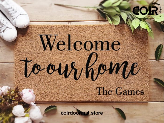 Personalized Welcome To Our Home Doormat - Family Name Door Mat - Last Name Doormat - Custom Rug - Housewarming Gift - Closing Gift