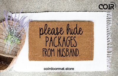 Please hide packages, doormat, welcome mat, Entryway Rug, Front Door Decor, Housewarming Gift, Birthday Gift, Gifts for her, Funny Doormat