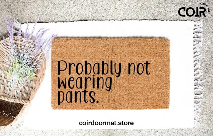 Probably Not Wearing pants, Doormat, Welcome Mat, Entryway, Front Porch Decor, For the home, Under 60, Gifts for her, Housewarming, New home