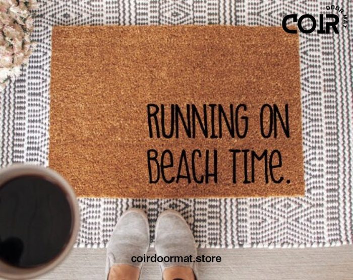 Running on Beach Time Door Mat Entryway Rug Outdoor Rug Beach House Decor Beach Door Mat Home Decore Gifts under 50 Summer Doormat Funny