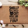 Smelly Cat Doormat - What Are They Feeding You - Cat Lover Welcome Doormat - Coconut Coir Mat - Funny Door Mat