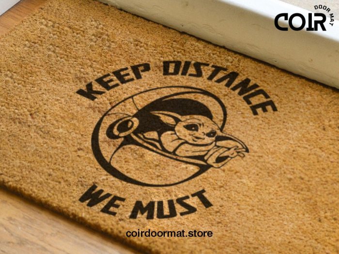 Star Wars Baby Yoda Doormat - The Mandalorian - Keep Distance We Must - Grogu - Starwars Gifts - Personalized Door Mat - Disney Doormat