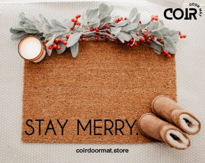 Stay Merry Coir Doormat Welcome Mat Hand Painted Doormat Entryway Rug Christmas Doormat Christmas Decor Holiday Doormat Holiday Decor