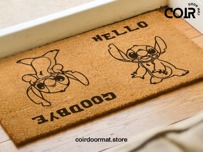 Stitch Hello Goodbye Doormat - Lilo And Stitch - Cute Disney Lover Gift - Coir Welcome Mat - Housewarming Gifts