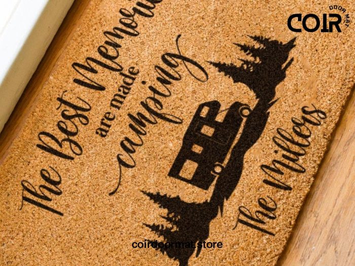 The Best Memories Are Made Camping Doormat - Campervan Gift - Camping Decor - RV Decor  - Custom Family Name Doormat - Custom Doormat