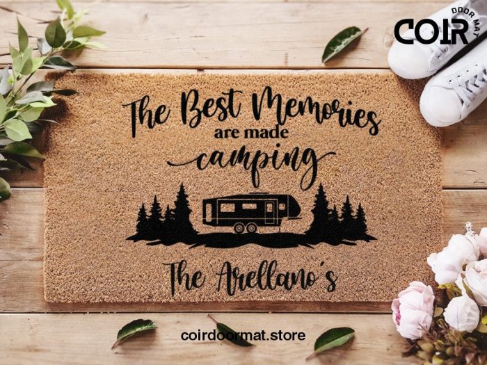 The Best Memories Are Made Camping Doormat - Campervan Gift - Camping Decor - RV Decor  - Custom Family Name Doormat - Custom Doormat