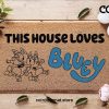 This House loves Bluey Doormat - Australian Tv Show - Custom Decor - Bluey Disney - New Home Door Mat - Gift For Her