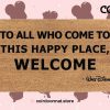 Walt Disney Quote Welcome Doormat - To All Who Come To This Happy Place Welcome - Coir Door Mat - Disney Inspired Home Decor