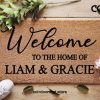 Welcome Door Mat - Welcome To The Home Of - Personalized Name Doormat - New Home Gift - Gift For Her - Couple Gifts - Housewarming Gift