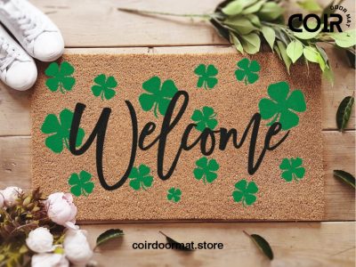 Welcome Doormat - St. Patrick's Day Housewarming Gift - Custom Doormat Closing Gift - Welcome Doormat - Front Door Home - Shamrock