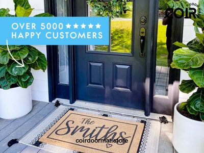 Welcome Established Date Welcome Doormat - Personalized Calligraphy Mat - Custom Coir Door Mat - Family - Business