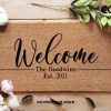 Welcome Family Name Established Date Doormat - Personalized Family Name Doormat - Custom Doormat - Family - New Home Gift