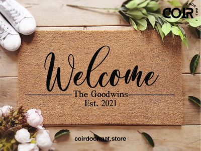 Welcome Family Name Established Date Doormat - Personalized Family Name Doormat - Custom Doormat - Family - New Home Gift