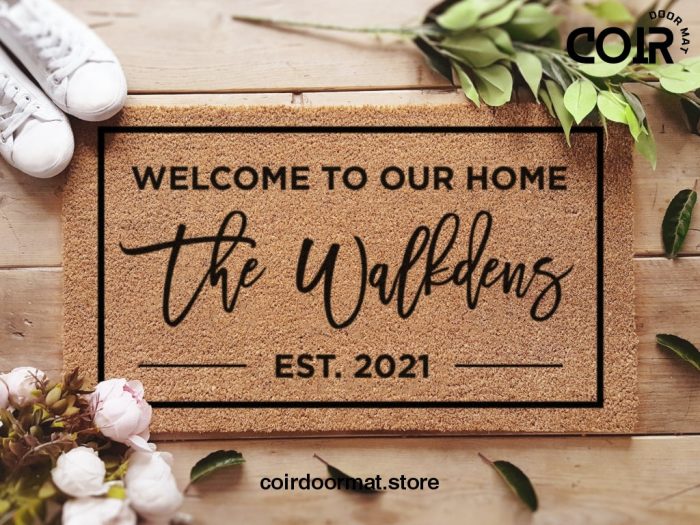 Welcome To Our Home - Personalized Family Name Doormat - Established Date - Porch Decor - Realtor Gift - Housewarming Gift - Custom Doormat