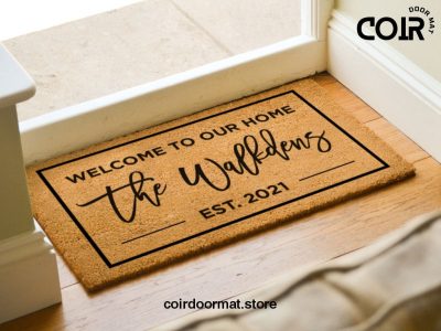 Welcome To Our Home - Personalized Family Name Doormat - Established Date - Porch Decor - Realtor Gift - Housewarming Gift - Custom Doormat