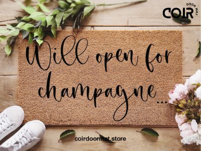 Will Open For Champagne Doormat - Welcome Mat - Custom Personalized Door Mat - Housewarming - Realtor Client Gift - New Home Gift