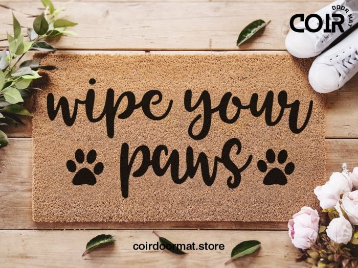 Wipe Your Paws Dog Doormat - Coconut Coir Welcome Mat - Pawprints - Funny Door Mat - Dog Lover Gift - Home Decor