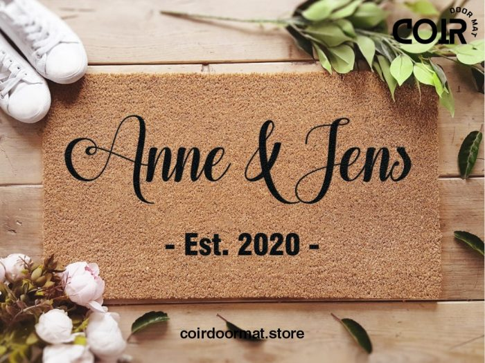 Couples Names With Date Coir Doormat